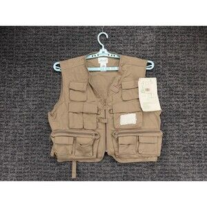 Ausable Fishing Vest Mens 2XL Khaki Tan Full Zip Cotton Twill Angler Outdoor NWT